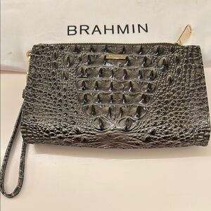 Brahmin Olive Colored  Crocodile Embossed Clutch